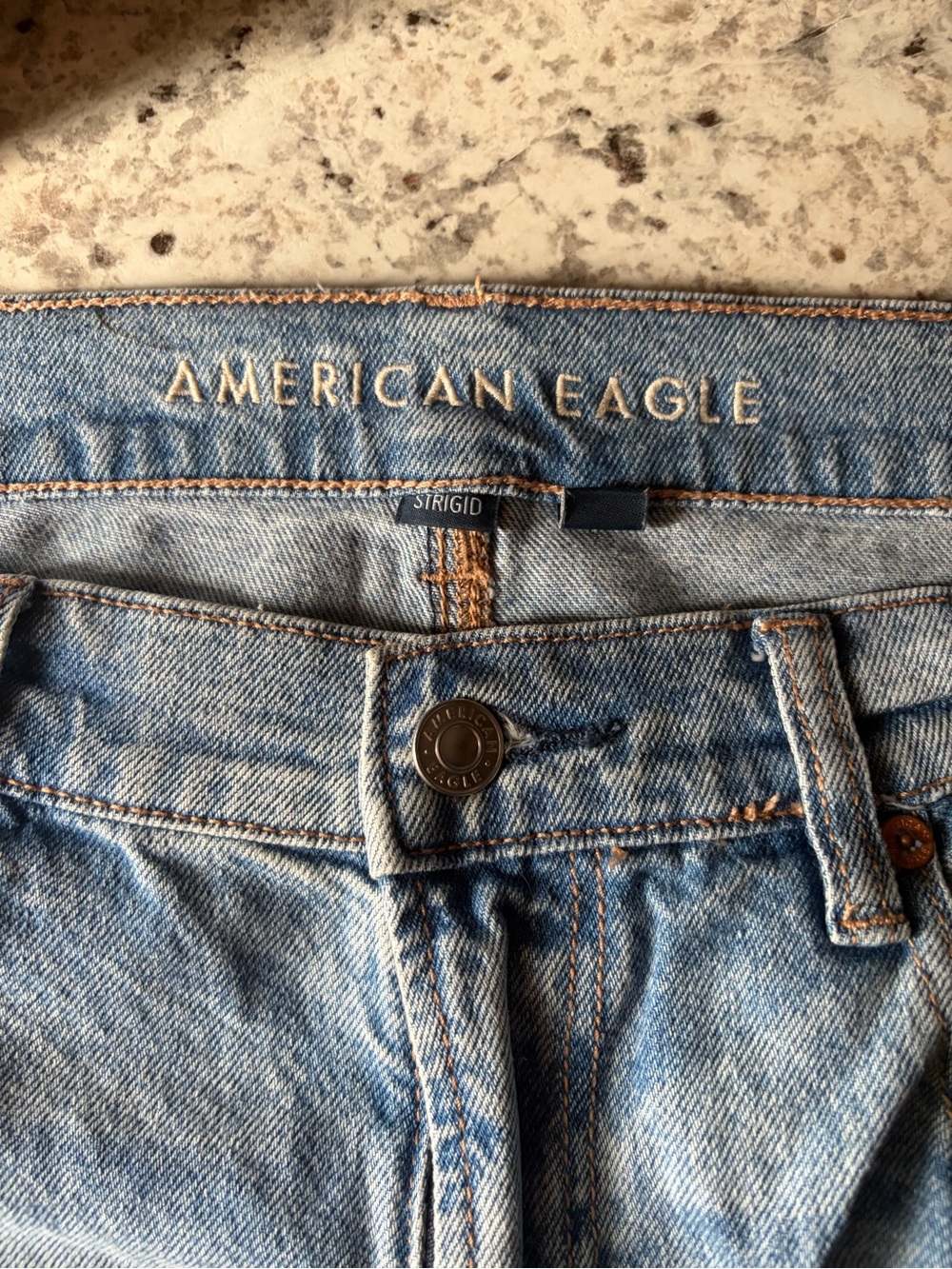 American Eagle Outfitters Light Blue Distressed Straight Leg Jeans - Picture 5 of 7